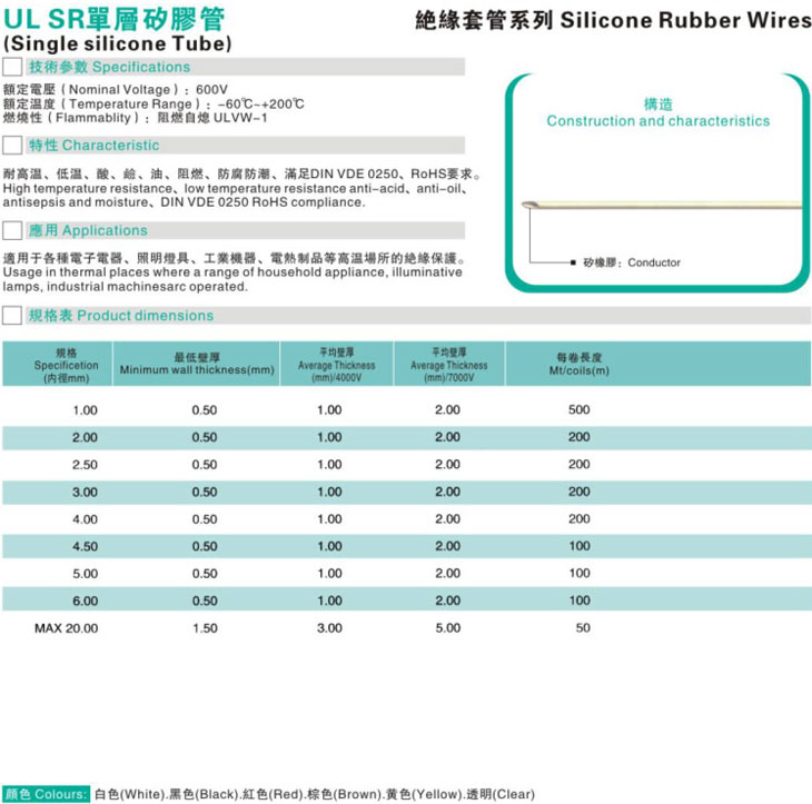 UL SR单层矽胶管